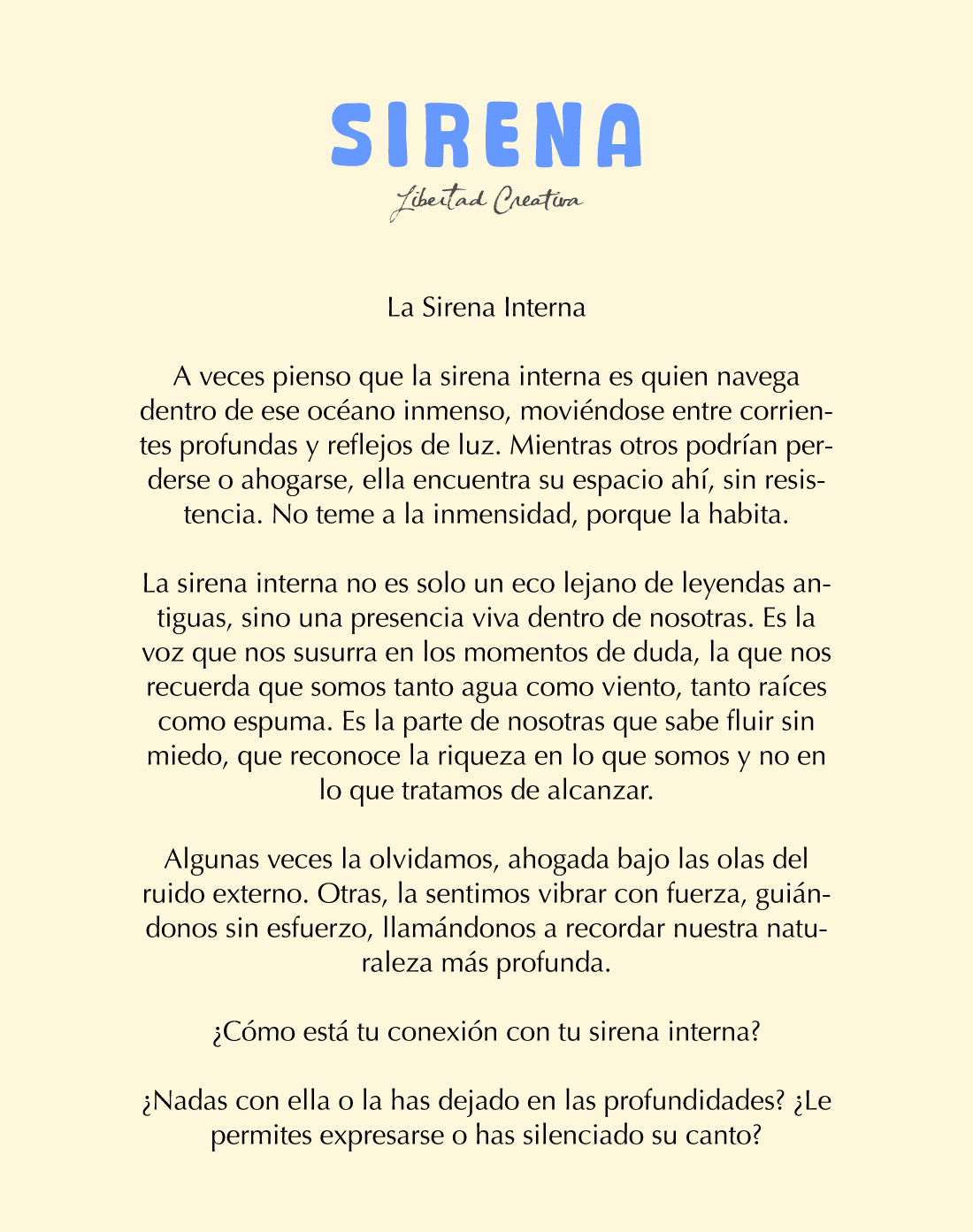 Curso Sirena / Escritura y Meditación