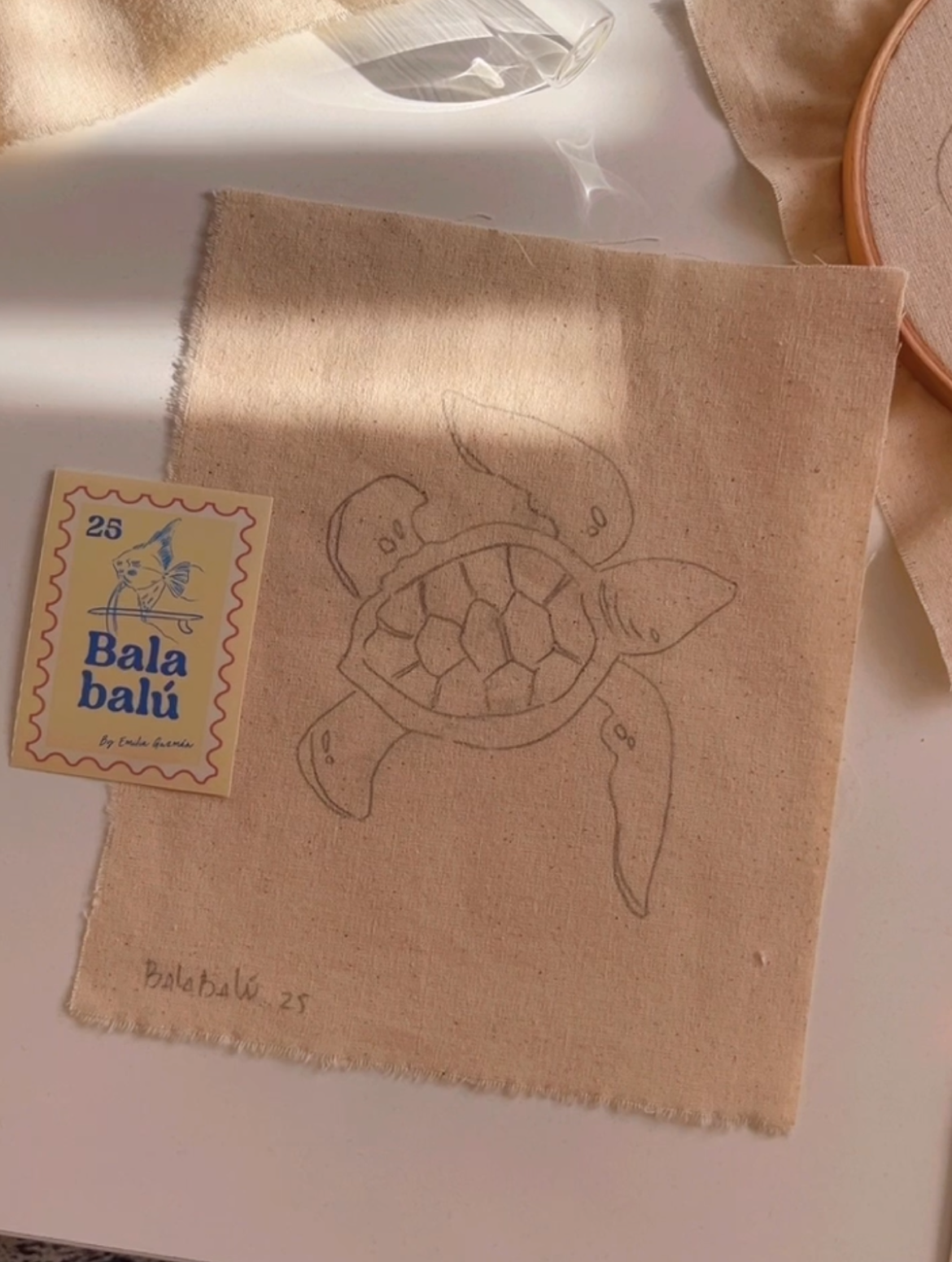 Paño Bordado Tortuga / 18x17 cm