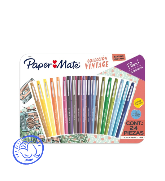 Marcadores Paper Mate Flair Colección Vintage Punta Media Set 24 Colores