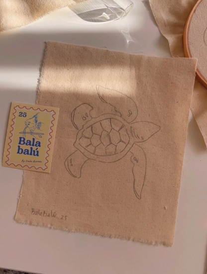 Paño Bordado Tortuga / 18x17 cm